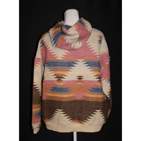 Cider Women's Size Small S Baja Hoodie Aztec Print Oversized Pullover Pink Brown - Picture 2 of 2